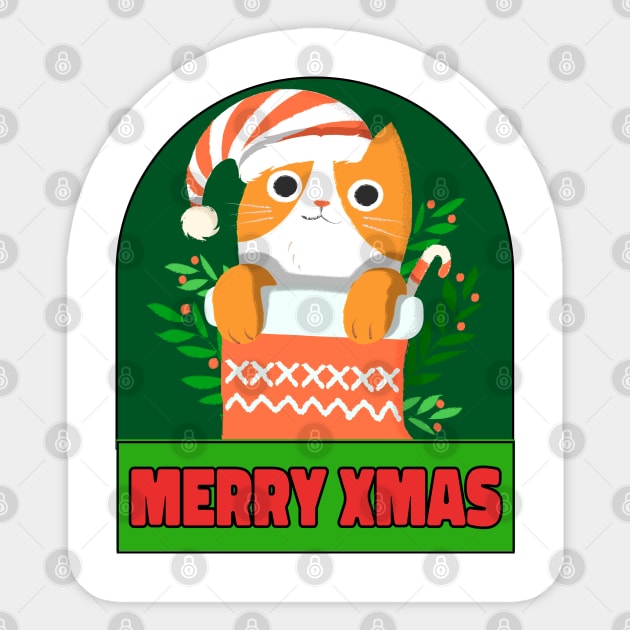 Christmas Cat Lover Christmas Shirt Sticker by TayaDesign